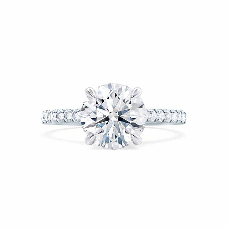 Viola platinum shoulder set set Charles & Colvard round lab grown diamond engagement ring Lily Arkwright