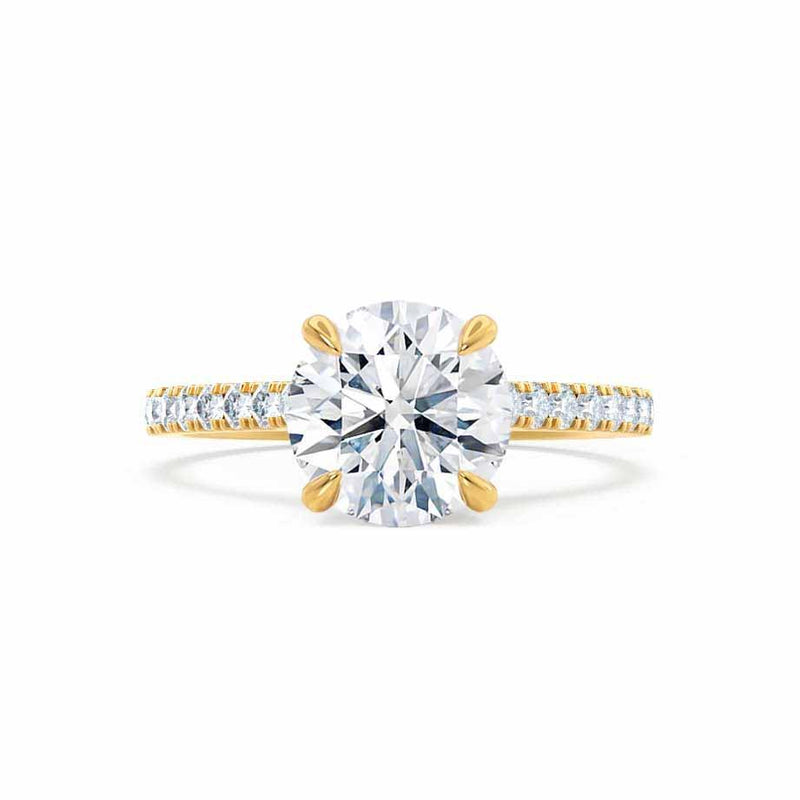 VIOLA - Outlet 2.00ct Round Moissanite & Diamond 18k Yellow Gold Shoulder Set Ring Engagement Ring Lily Arkwright