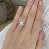 COCO - Emerald Lab Diamond & Diamond 18k Rose Gold Hidden Halo Triple Pavé Ring